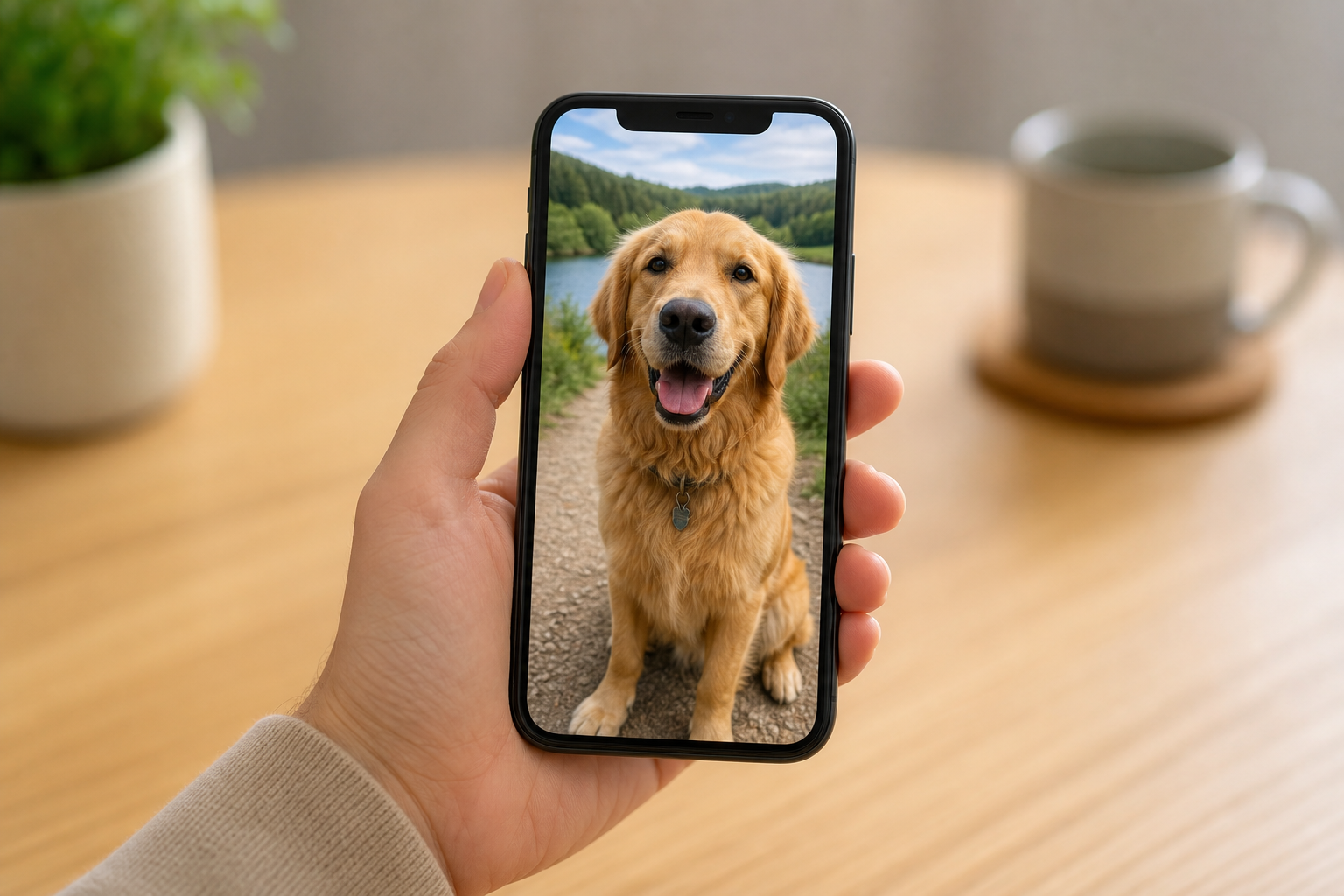 Uploading a photo from a phone into Custom AI Mugs
